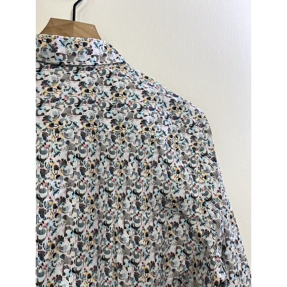 Robert Graham Abstract Boho Button Up Shirt L Flip Cuff Artsy Preppy Maximalist - Picture 11 of 14